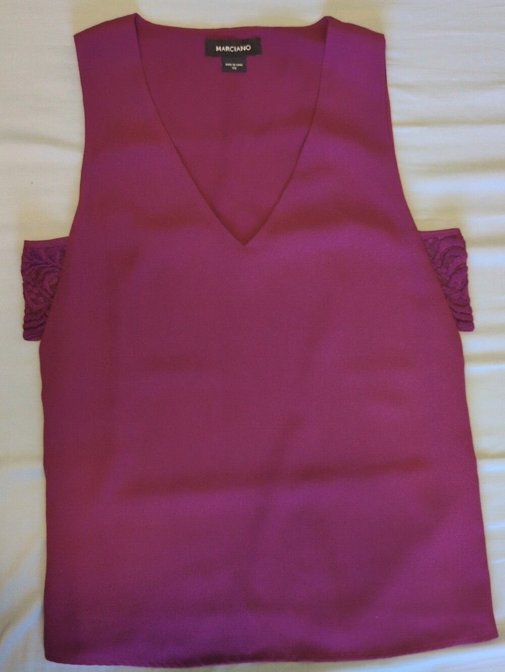 Marciano Purple V-Neck Lace-Trim Tank Top